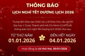 Thông báo về việc nghỉ Tết Dương lịch năm 2026